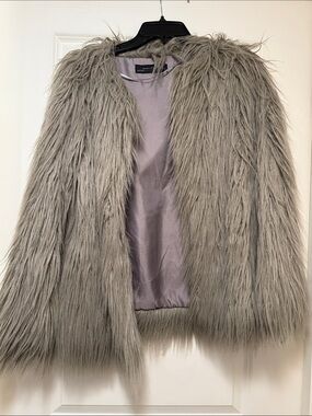 Zara Gray Faux Fur Jacket